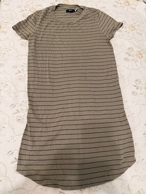 BDG Olive Striped Short-Sleeve T-Shirt Dress